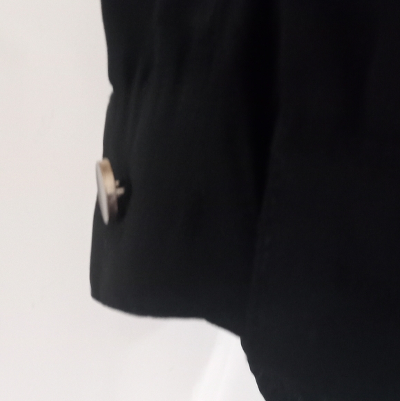 Susan Graver Style Button Down Black Blue Vintage Blouse -Shoulder Pads -Size: M - Picture 8 of 10